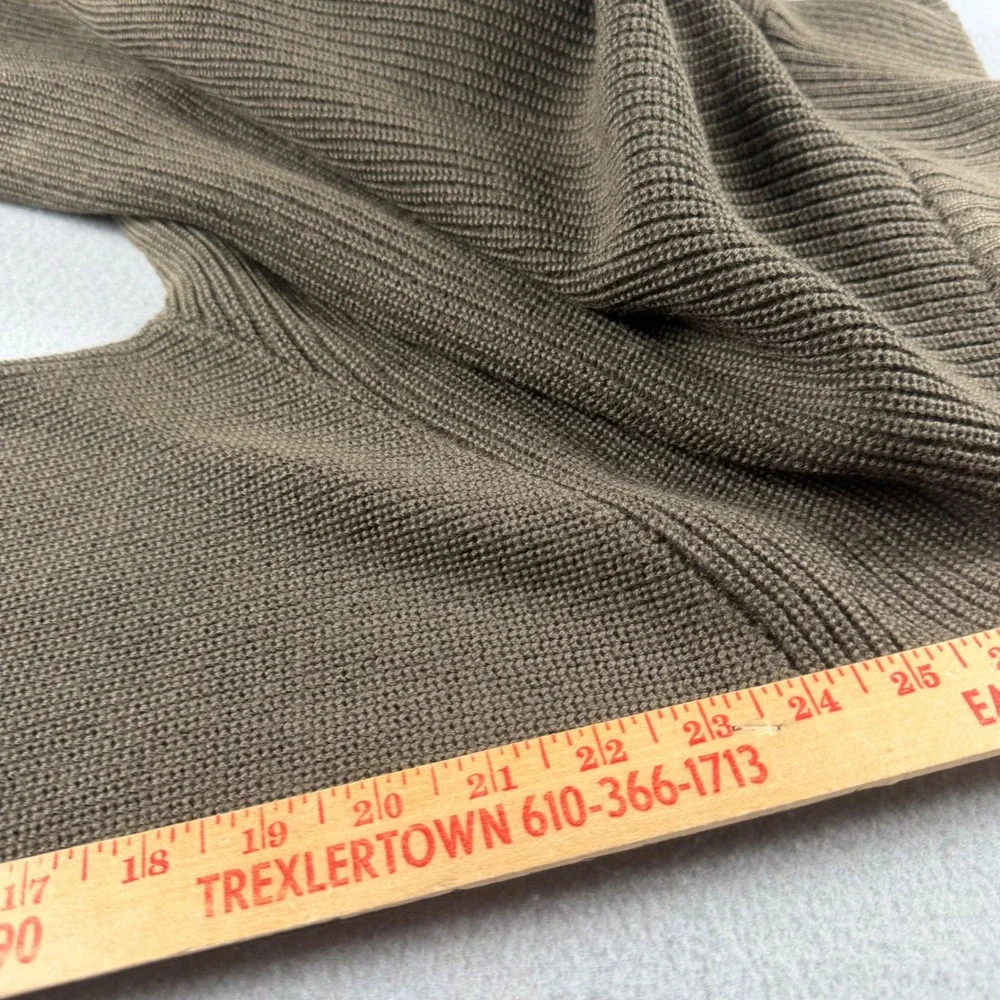 Wool & Co Mens Merino Wool Blend Full Zip Ribbed Sweater Olive Brown Italy Med